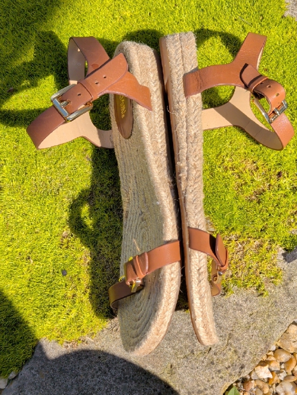 Michael Kors Tan Leather Espadrille Flat Summer Sandals - Picture 9 of 12